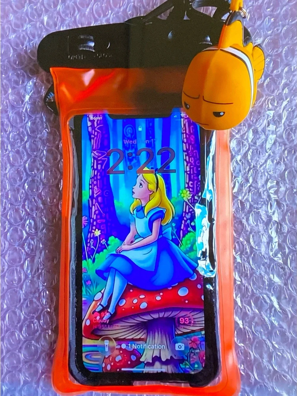 Neon Orange Waterproof Phone Pouch Disney *** Nemo Charm ^^^